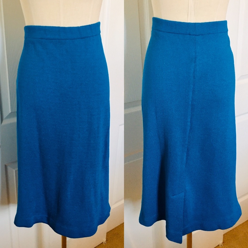 Vintage Sweater Pencil Skirt/Cerulean Blue Size 12